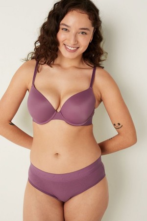 Victoria's Secret Smooth Push Up T-Shirt Bra Čierne | JYHFM-2985