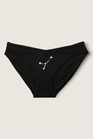 Victoria's Secret Stretch Bavlnene Astrology Bavlnene Bikiny Knickers Čierne | BJSDT-7462