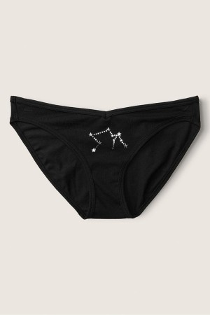 Victoria's Secret Stretch Bavlnene Astrology Bavlnene Bikiny Knickers Čierne | SJWXH-8596