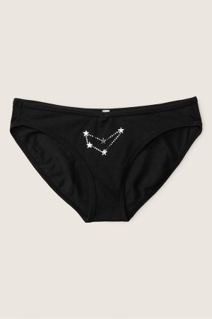 Victoria's Secret Stretch Bavlnene Astrology Bavlnene Bikiny Knickers Čierne | HDYXR-3569