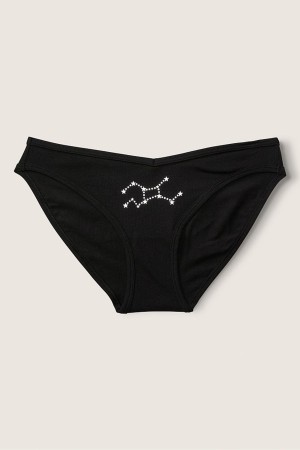 Victoria's Secret Stretch Bavlnene Astrology Bavlnene Bikiny Knickers Čierne | JHFTI-5619