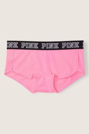 Victoria's Secret Stretch Bavlnene Bavlnene Logo Kratke Knickers Čierne | HDNPS-3408