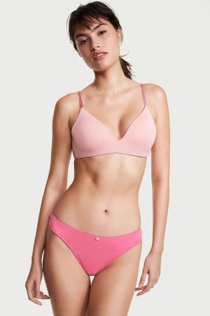 Victoria's Secret Stretch Bavlnene Bavlnene Tanga Knickers Ruzove | WEIMT-2091