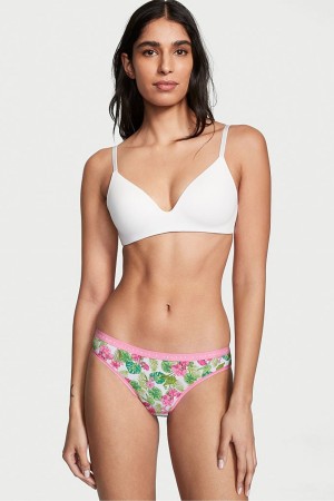 Victoria's Secret Stretch Bavlnene Bavlnene Bikiny Knickers Whtie Tropical Oasis | KNECP-0415