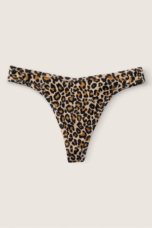 Victoria's Secret Stretch Bavlnene Bavlnene Tanga Knickers Natural Leo | ZHNKO-6530