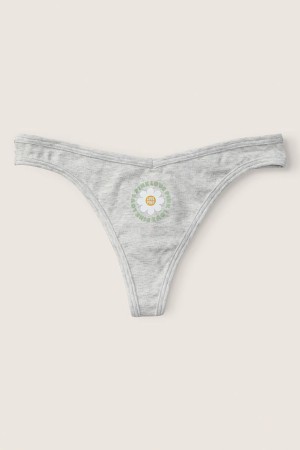 Victoria's Secret Stretch Bavlnene Bavlnene Tanga Knickers Siva Siva | YXJUA-0436