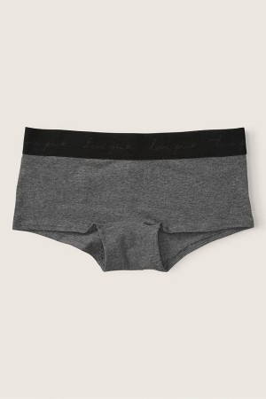 Victoria's Secret Stretch Bavlnene Bavlnene Logo Kratke Knickers Siva | STNHE-8641