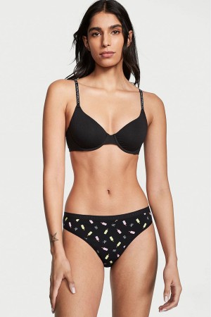 Victoria's Secret Stretch Bavlnene Bavlnene Bikiny Knickers Čierne | KOHCG-1736