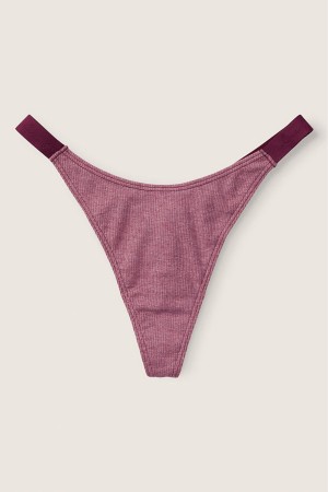 Victoria's Secret Stretch Bavlnene Bavlnene High Leg Logo Tanga Knickers Bordove Nachový | TRNYF-3028