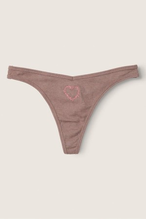 Victoria's Secret Stretch Bavlnene Bavlnene Tanga Knickers Káva Hnede | MJRBP-5703