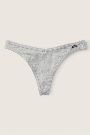 Victoria's Secret Stretch Bavlnene Bavlnene Tanga Knicker Siva | IAOFK-0248