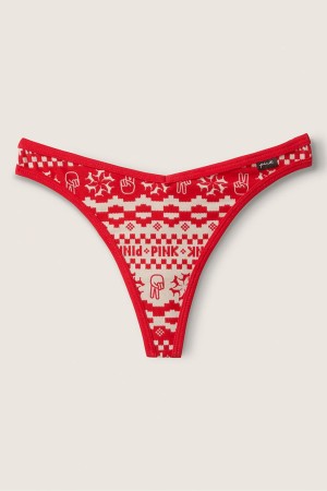 Victoria's Secret Stretch Bavlnene Bavlnene Tanga Knickers Červené Biele | CXURQ-0435