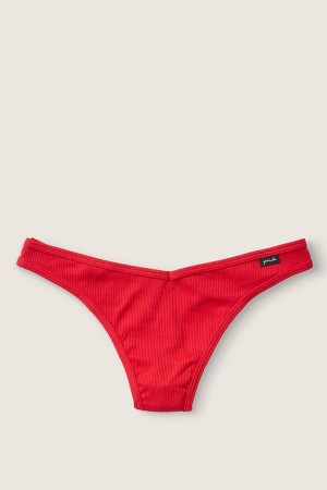 Victoria's Secret Stretch Bavlnene Bavlnene Tanga Knickers Červené Červené | LURXF-1804