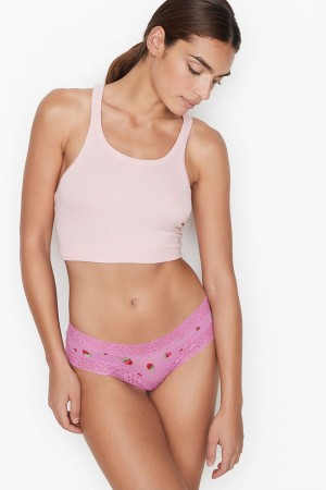 Victoria's Secret Stretch Bavlnene LCE W CTN CHEEKY Aqua Daisy Dot | IGOED-3568