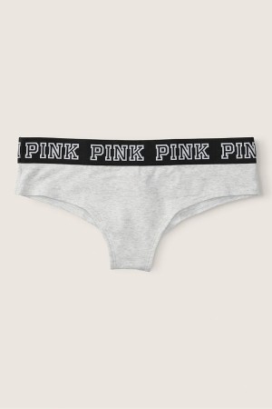 Victoria's Secret Stretch Bavlnene Logo Cheeky Knickers Siva | WRFKC-6897