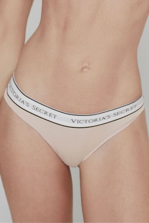 Victoria's Secret Stretch Bavlnene Logo Knickers Nude | QVUEI-3905