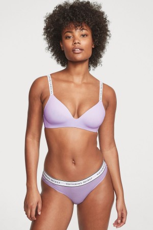 Victoria's Secret Stretch Bavlnene Logo Knickers Nachový | JCXPQ-2459