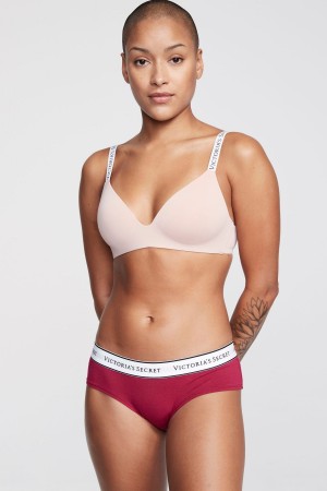 Victoria's Secret Stretch Bavlnene Logo Knickers Červené | TBWMA-0934