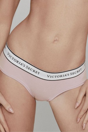 Victoria's Secret Stretch Bavlnene Logo Knickers Ruzove Ruzove | BYVJU-1729