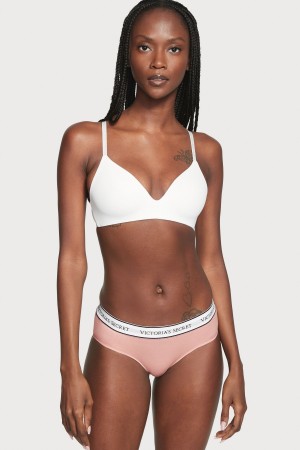 Victoria's Secret Stretch Bavlnene Logo Knickers Ruzove Ruzove | HQULY-0164