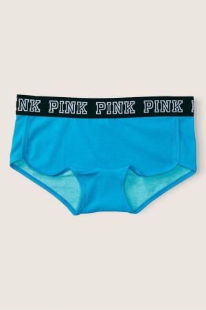 Victoria's Secret Stretch Bavlnene Logo Kratke Knickers Modre | SRITN-1956