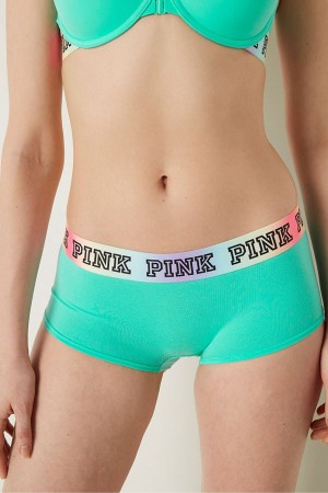 Victoria's Secret Stretch Bavlnene Logo Kratke Knickers Čierne | GRBKM-2514