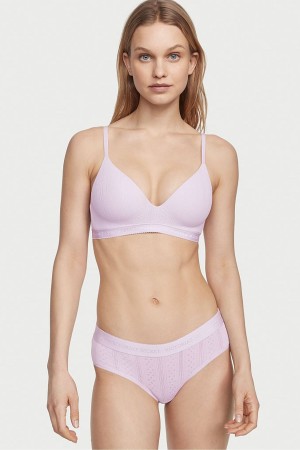 Victoria's Secret Stretch Bavlnene Logo Pásom Pointelle Hipster Knickers Nachový | FABTC-2534