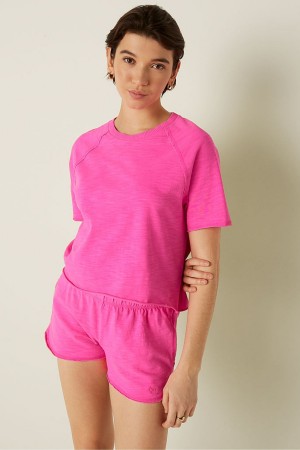 Victoria's Secret Summer Lounge Bavlnene Pyjama Kratke Sleeve TShirt Ruzove | APKMI-4310