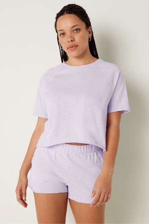 Victoria's Secret Summer Lounge Bavlnene Pyjama Kratke Sleeve TShirt Ruzove | XPTDN-6397