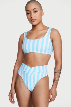 Victoria's Secret Swim Bikiny Bottom Modre Pruhované | FSHJP-8569