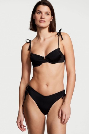 Victoria's Secret Swim Bikiny Bottom Čierne | QESKW-0849