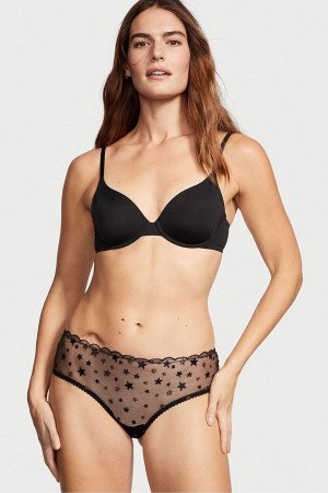 Victoria's Secret The Lacie Cipkovane Cheeky Knickers Čierne | NDUGY-1524