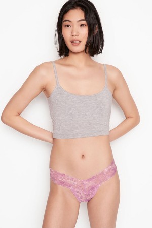 Victoria's Secret The Lacie Cipkovane Tanga Knickers Modre | NWQBF-2186