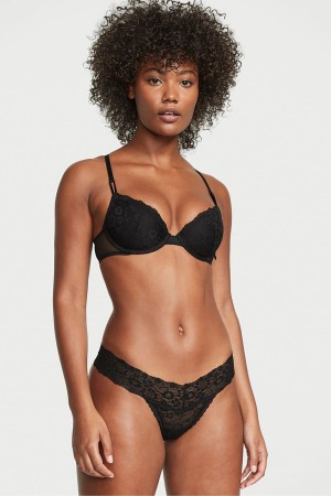 Victoria's Secret The Lacie Cipkovane Tanga Knickers Čierne | YQFIP-2918