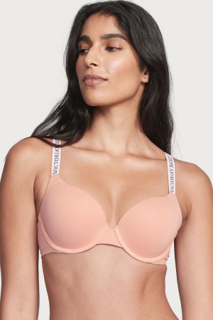 Victoria's Secret The T-Shirt Full Coverage Push Up Logo Bra Ruzove Ruzove | CQYAJ-0128