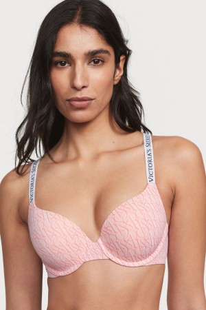 Victoria's Secret The T-Shirt Full Coverage Push Up Logo Bra Ruzove | XDFHU-9870