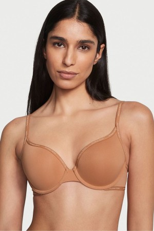 Victoria's Secret The T-Shirt Lightly Podsite Logo Remienkove Full Cup Bra Honey Glow Nude | UQNZX-2946