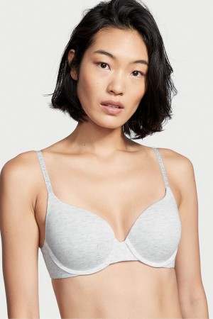 Victoria's Secret The T-Shirt Lightly Podsite Logo Remienkove Full Cup Bra Siva | IWHNU-3410