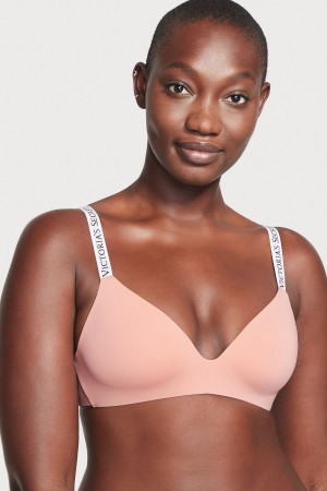 Victoria's Secret The T-Shirt Non Wired Logo T-Shirt Bra Ruzove Ruzove | ISANE-6382