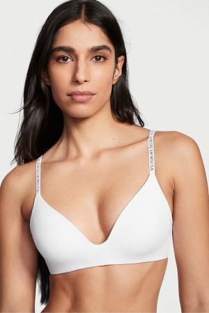 Victoria's Secret The T-Shirt Non Wired Logo T-Shirt Bra Biele | KOLFQ-5287