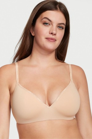 Victoria's Secret The T-Shirt Smooth Lightly Podsite Non Wired T-Shirt Bra Champagne Nude | GTLUE-4708