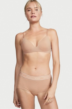 Victoria's Secret The T-Shirt Smooth Lightly Podsite Non Wired T-Shirt Bra Praline Nude | SYIOZ-7962