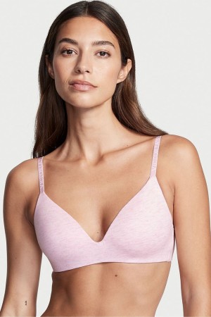 Victoria's Secret The T-Shirt Smooth Logo Remienkove Lightly Podsite Non Wired T-Shirt Bra Ruzove Ruzove | LHIAV-4375