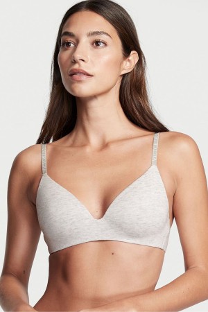 Victoria's Secret The T-Shirt Smooth Logo Remienkove Lightly Podsite Non Wired T-Shirt Bra Siva | BEMPL-9076