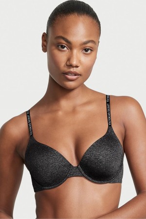 Victoria's Secret The T-Shirt Smooth Logo Remienkove Lightly Podsite Full Cup T-Shirt Bra Čierne | WJEQF-3589