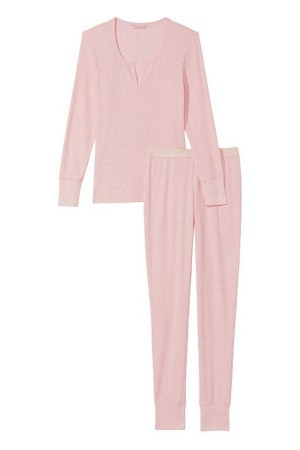 Victoria's Secret Thermal Long Sleeve Pyjamas Čierne Červené | XZSWC-3684