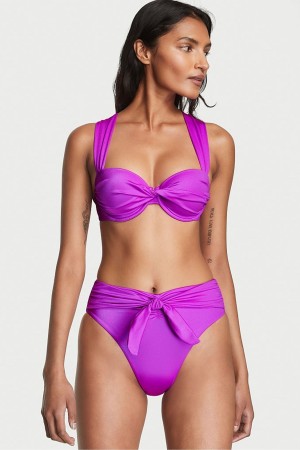 Victoria's Secret Twist Balcony Bra Bikiny Top Čierne | YSAPR-9085