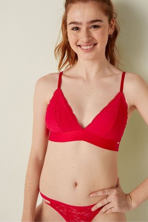 Victoria's Secret Unlined Cipkovane Triangle Bralette Červené | PIXCA-5986