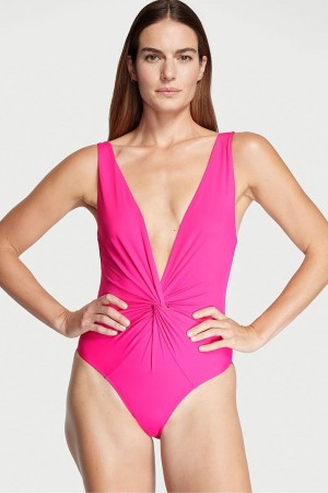 Victoria's Secret V Neck Plunge Open Back Swimsuit Ruzove | JSNKR-7193