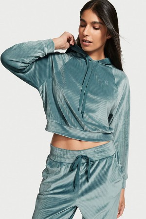 Victoria's Secret Velour Lounge Zip Up Hoodie Zelene | BDTZM-8769